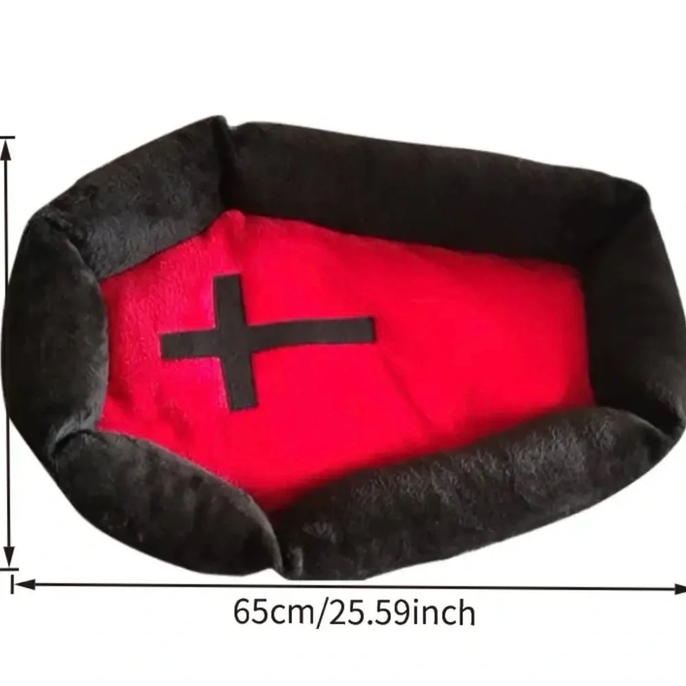 {NEW} Cozy Gothic Black and Red Cat Bed